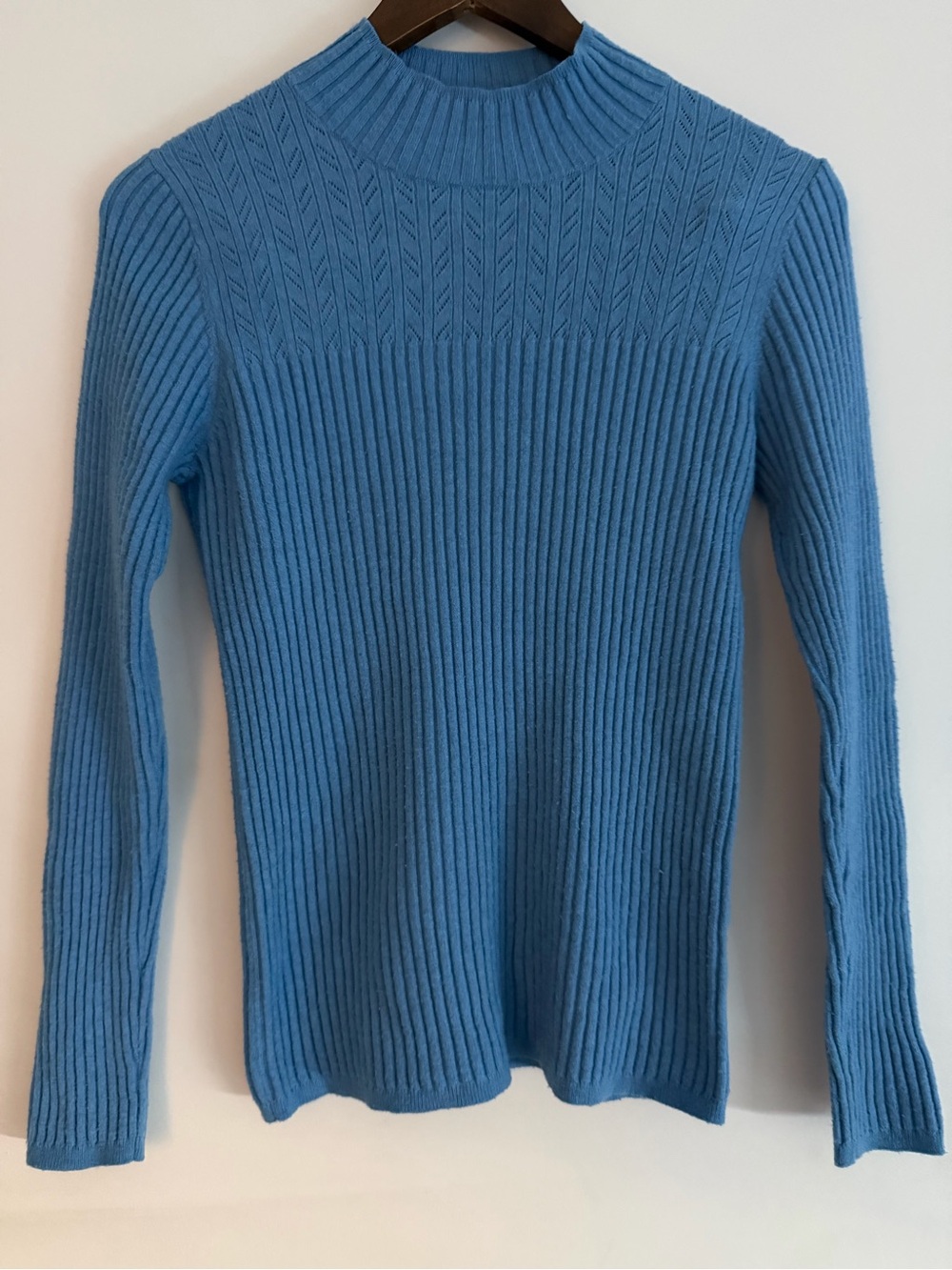 RW&CO. Sky Blue Ribbed Chevron Knit Sweater